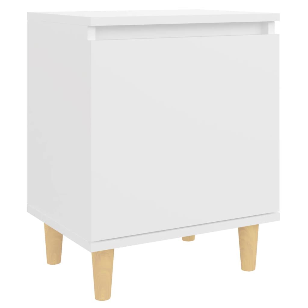 vidaXL Noční stolek s masivními dřevěnými nohami bílý 40 x 30 x 50 cm