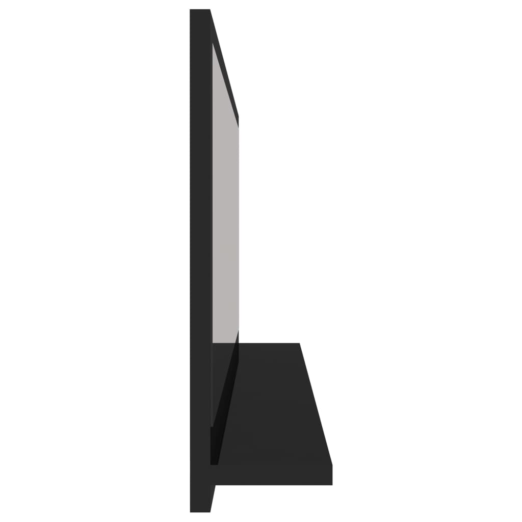 vidaXL Koupelnové zrcadlo černé vysoký lesk 90x10,5x37 cm dřevotříska