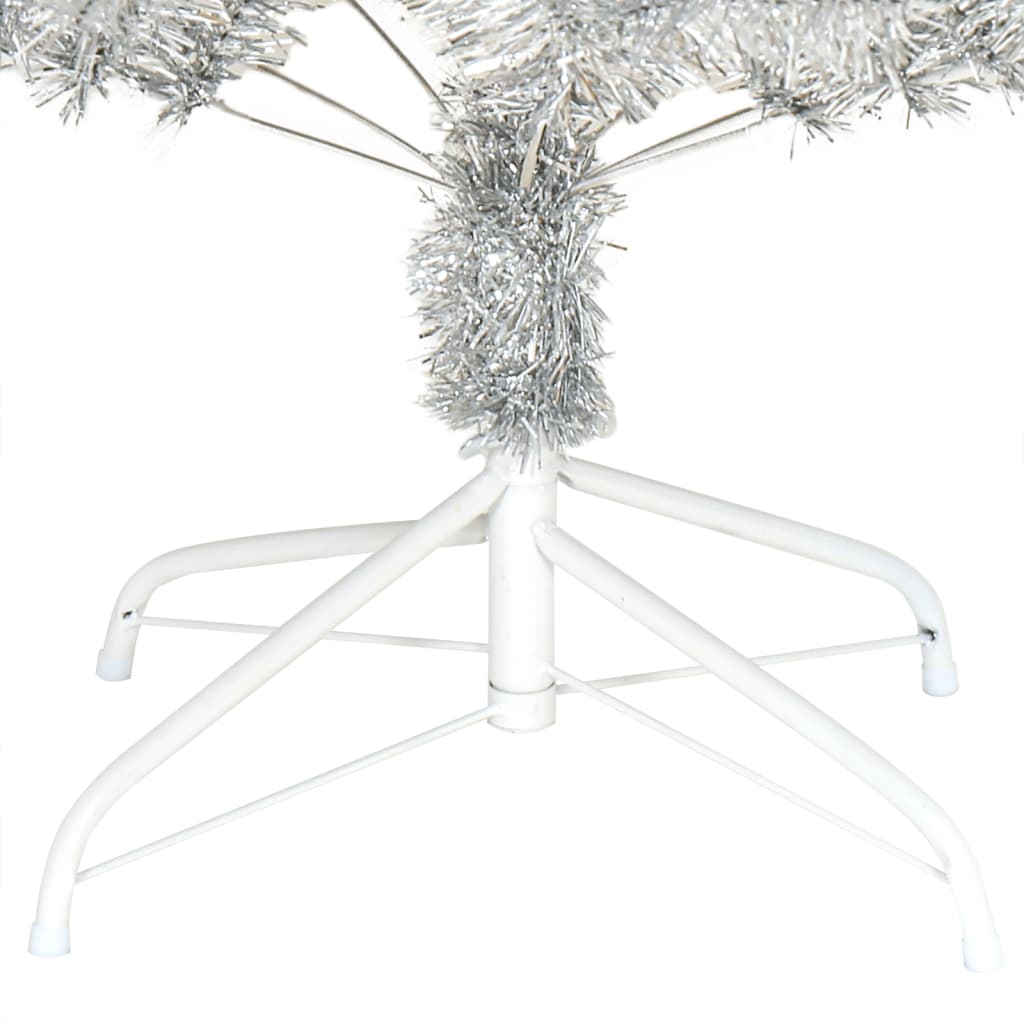 vidaXL Umělý vánoční stromek se stojanem stříbrný 180 cm PET