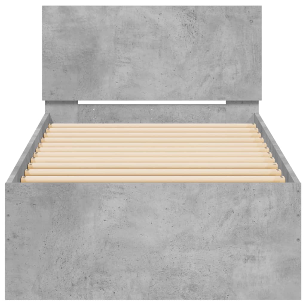 vidaXL Rám postele s čelem betonově šedý 75 x 190 cm kompozitní dřevo