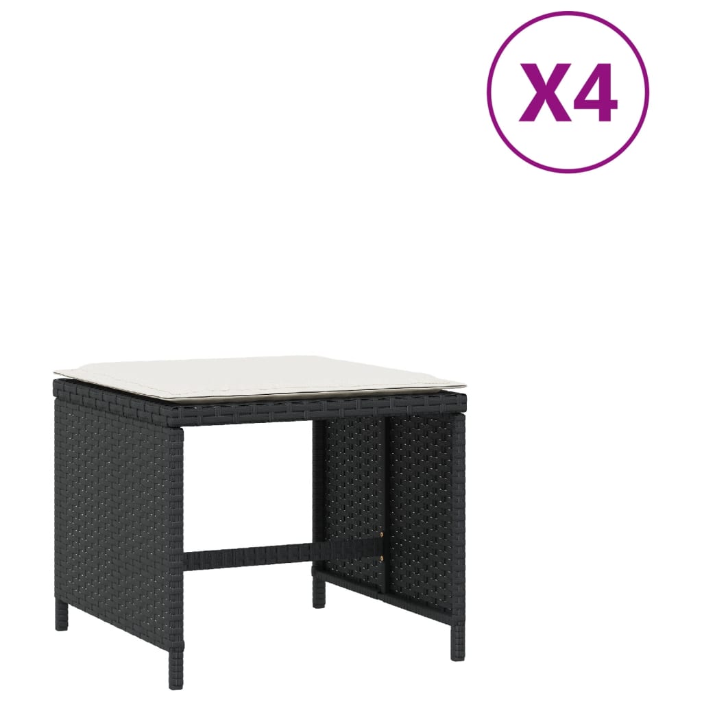 vidaXL Zahradní stoličky s poduškami 4 ks černé 40x40x35 cm polyratan