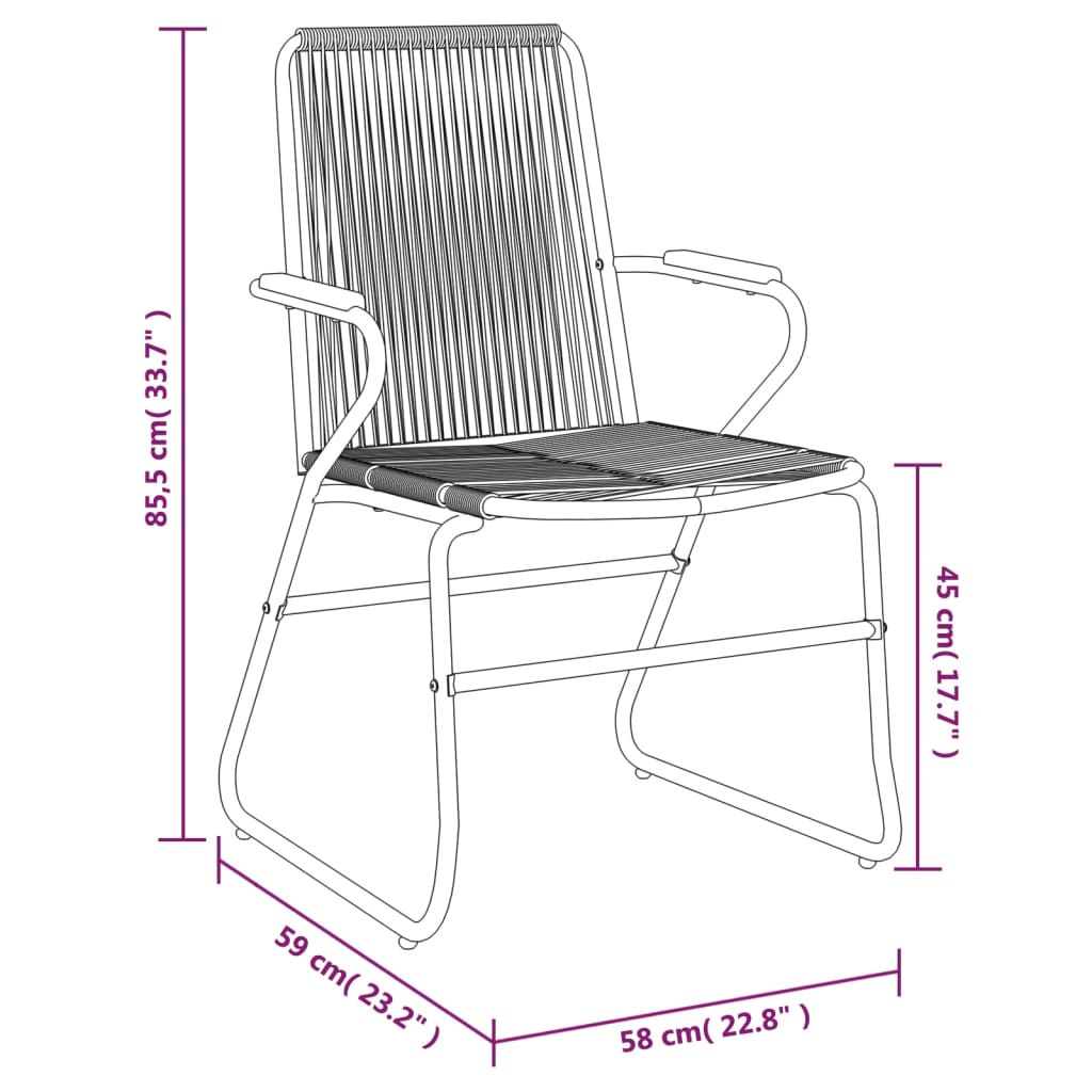 vidaXL Zahradní židle 2 ks černé 58 x 59 x 85,5 cm PVC ratan