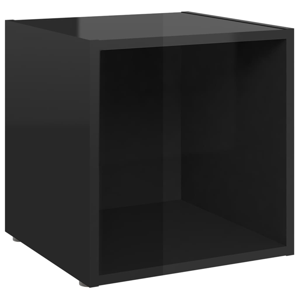 vidaXL TV stolek s vysokým leskem černý 37 x 35 x 37 cm dřevotříska