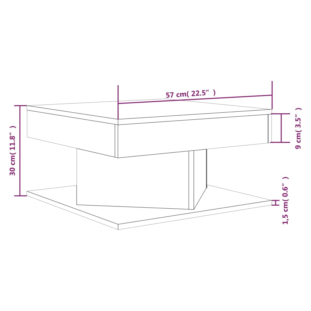 vidaXL Konferenční stolek kouřový dub 57 x 57 x 30 cm kompozitní dřevo