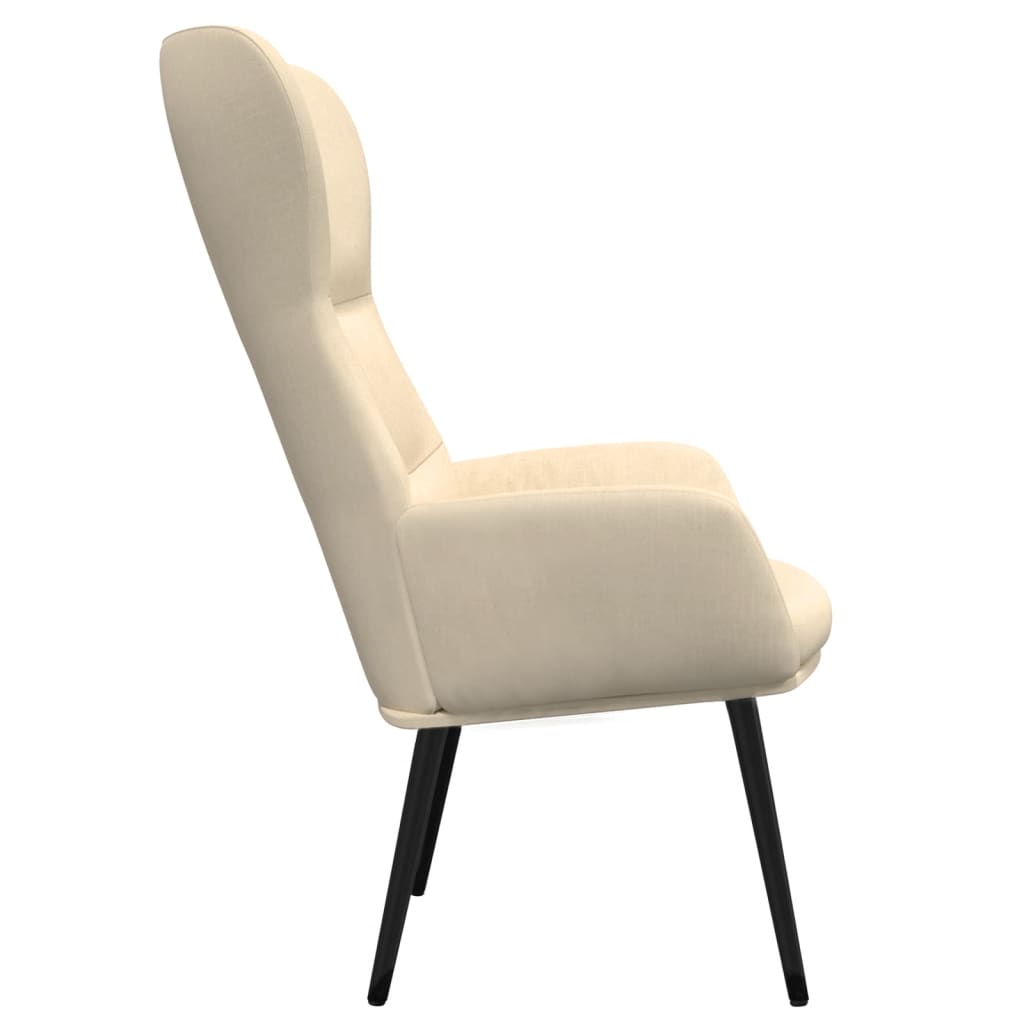 vidaXL Relaxační křeslo se stoličkou krémové textil