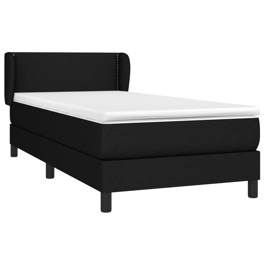 vidaXL Box spring postel s matrací černá 90x200 cm textil