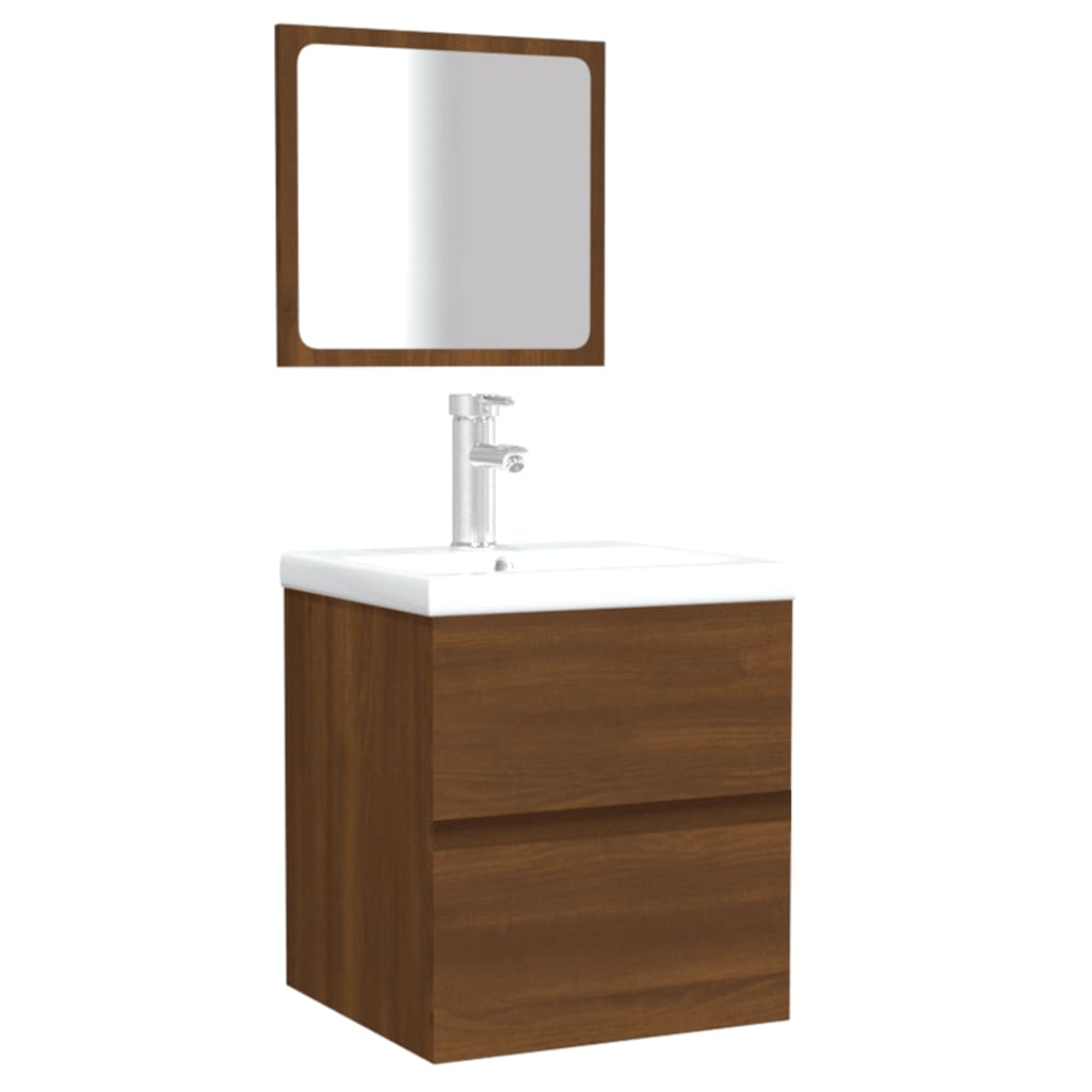 vidaXL Koupelnová skříňka se zrcadlem hnědý dub kompozitní dřevo