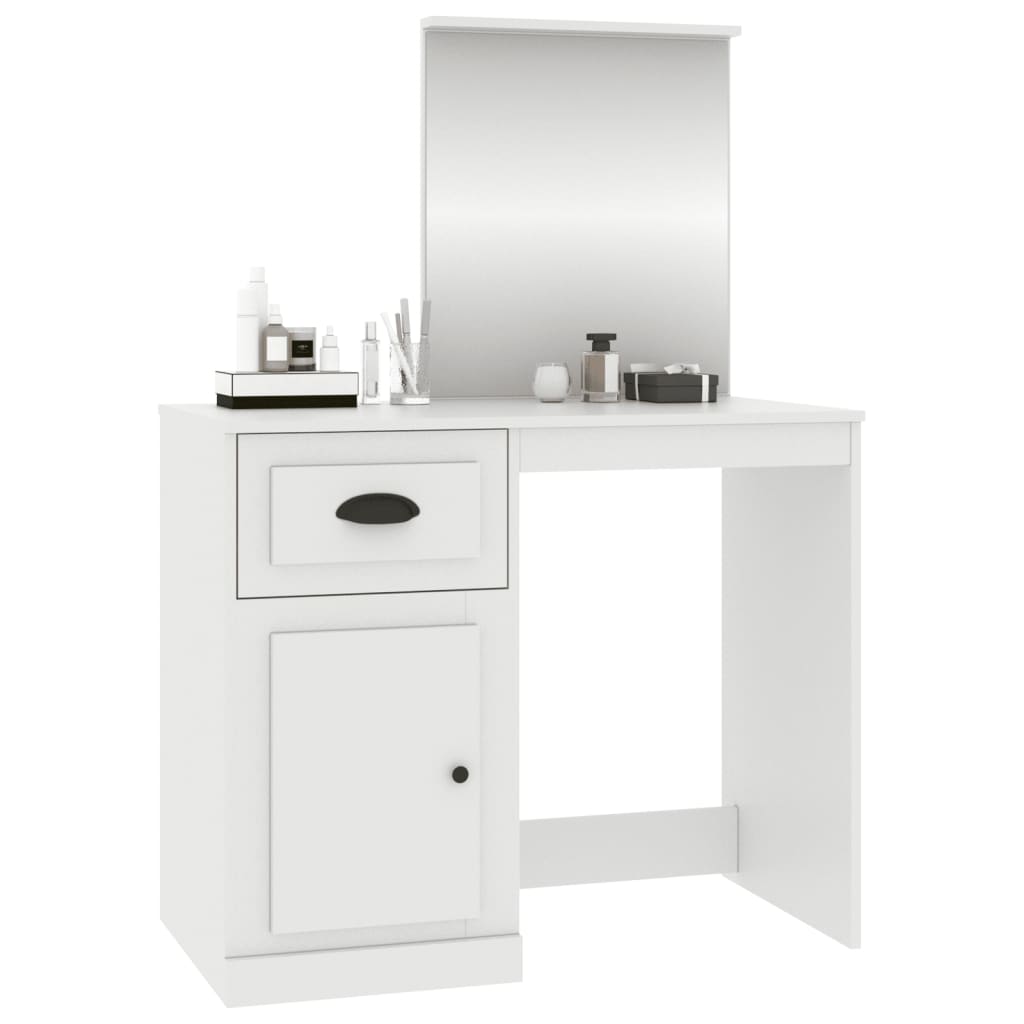 vidaXL Toaletní stolek se zrcadlem bílý 90 x 50 x 132,5 cm kompozit