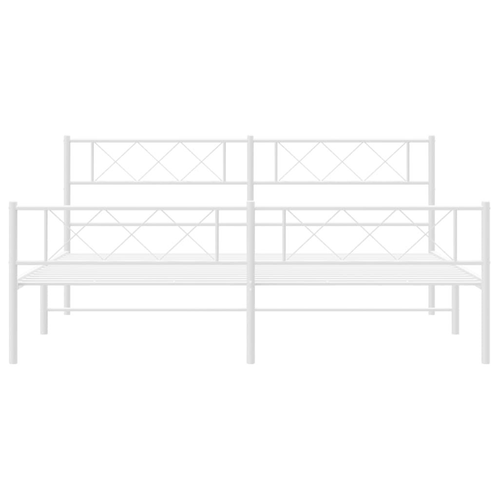 vidaXL Kovový rám postele s hlavovým a nožním čelem bílý 200 x 200 cm