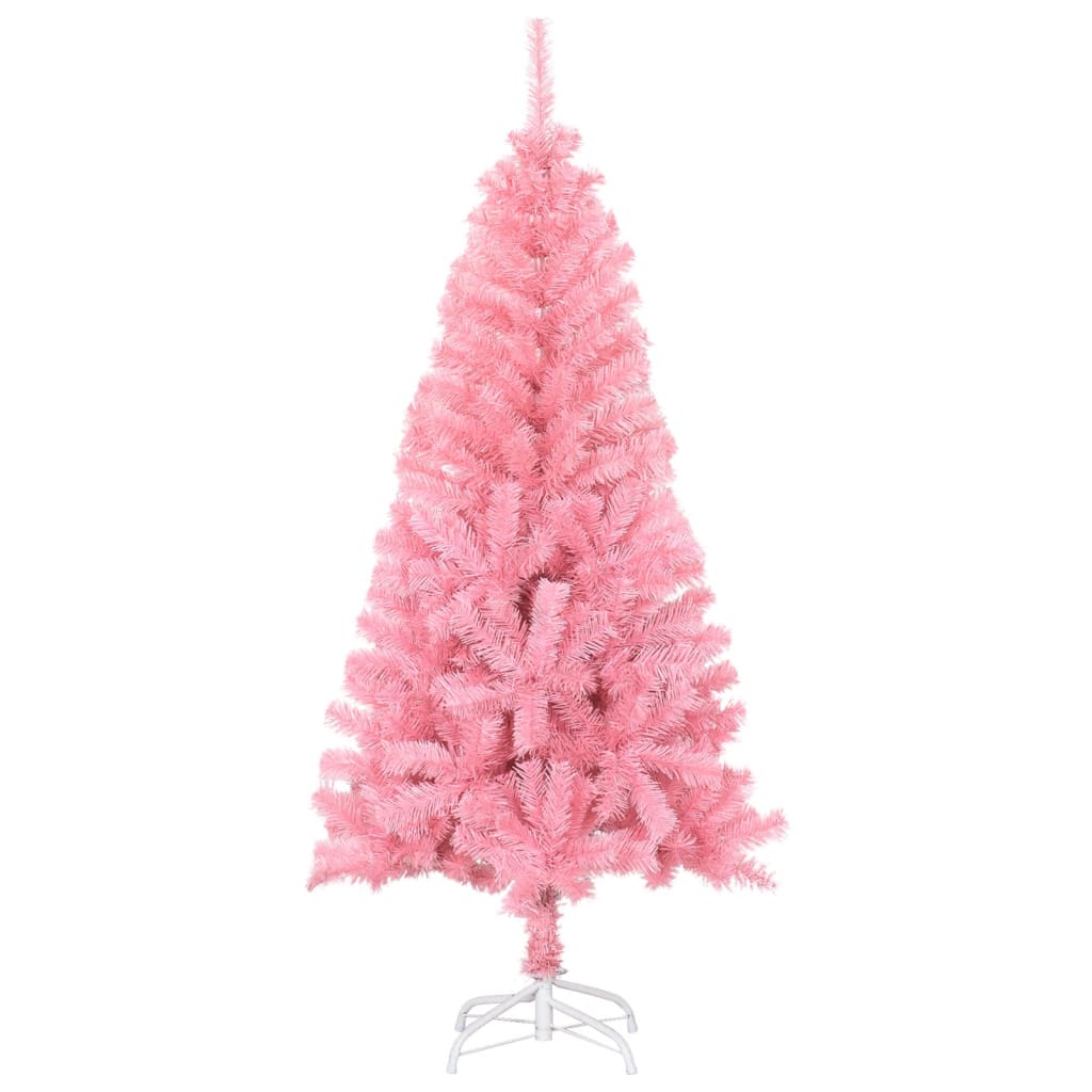 vidaXL Umělý vánoční stromek se stojanem růžový 150 cm PVC