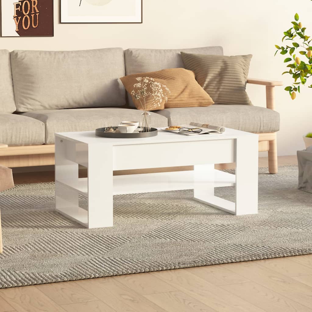 vidaXL Konferenční stolek lesklý bílý 102x55x45 cm kompozitní dřevo