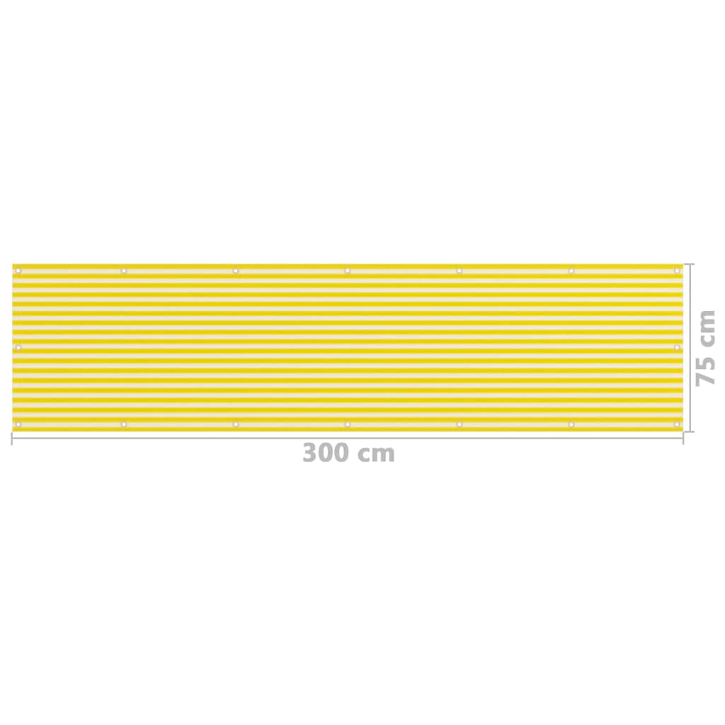 vidaXL Balkonová zástěna žluto-bílá 75 x 300 cm HDPE