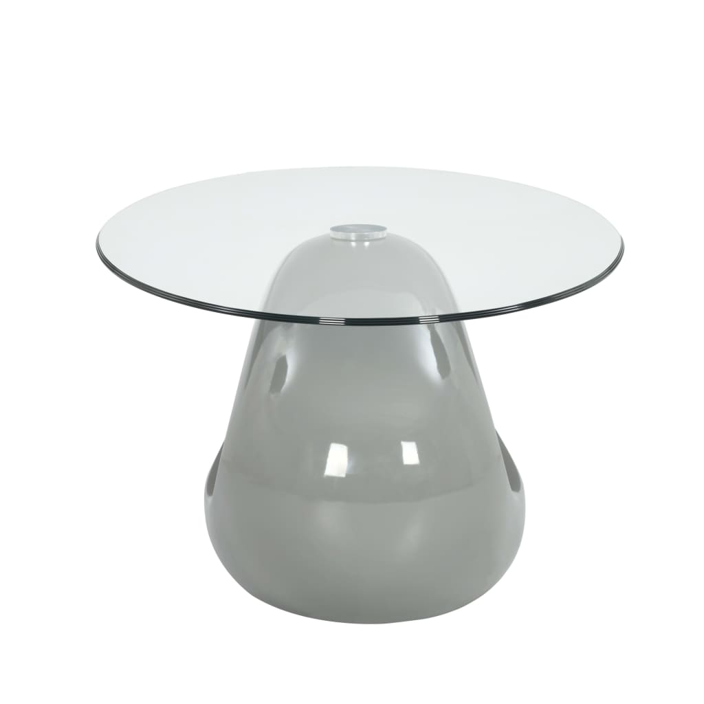 vidaXL Konferenční stolek s oválnou skleněnou deskou vysoký lesk šedý