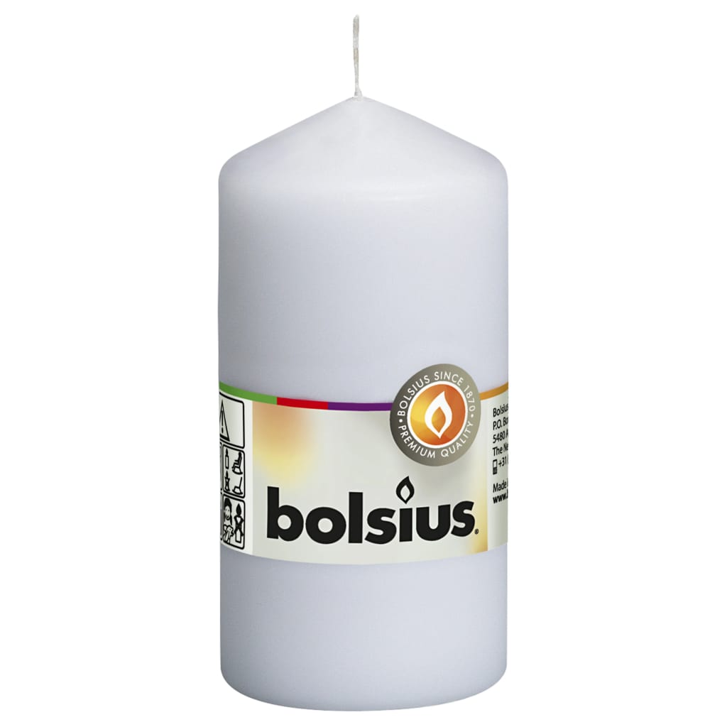 Bolsius Válcové svíčky 10 ks 120 x 58 mm bílé