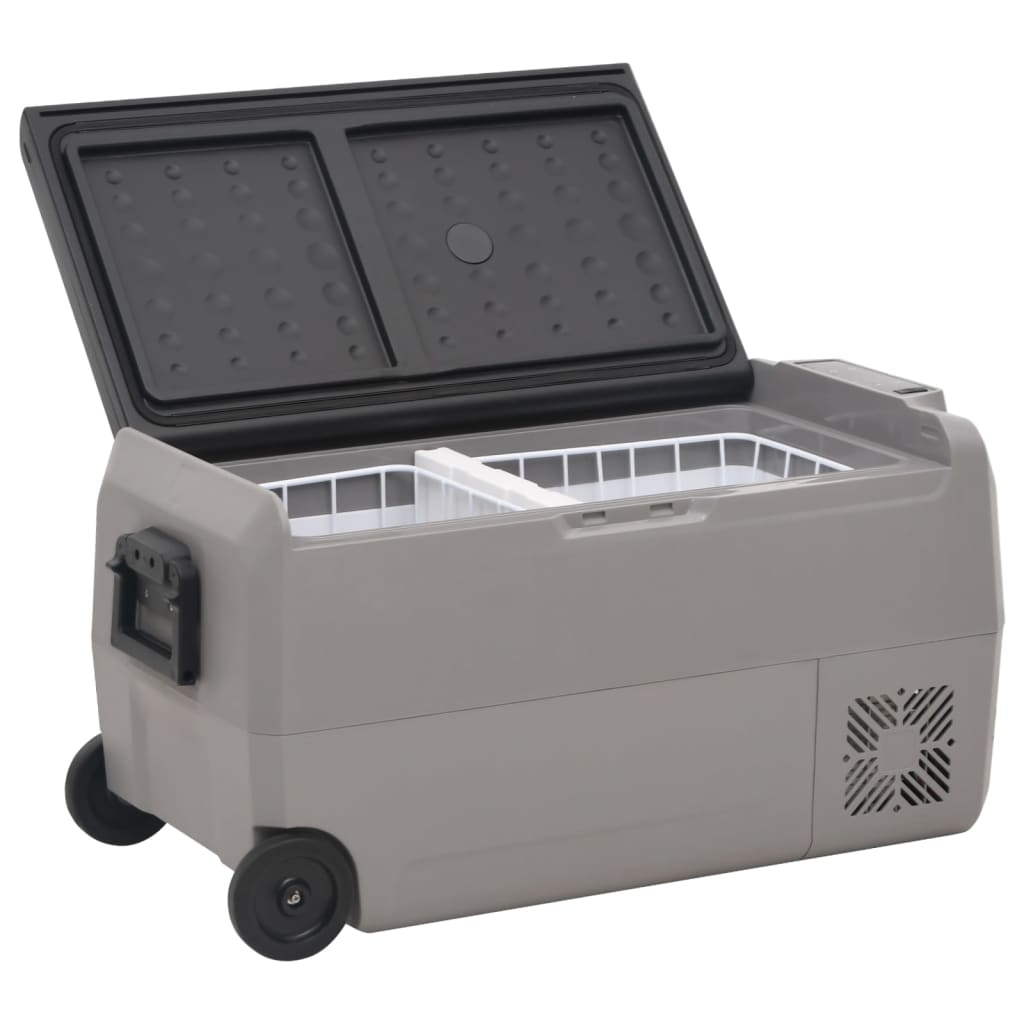 vidaXL Chladicí box s kolečky a adaptérem černý a šedý 50 l PP a PE