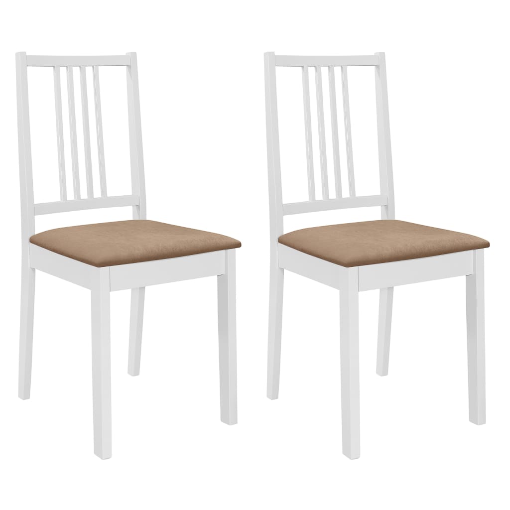 vidaXL Jídelní židle s poduškami 2 ks bílé masivní dřevo
