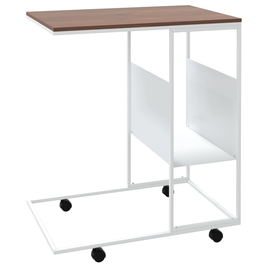 vidaXL Odkládací stolek s kolečky bílý 55x36x63,5 cm kompozitní dřevo