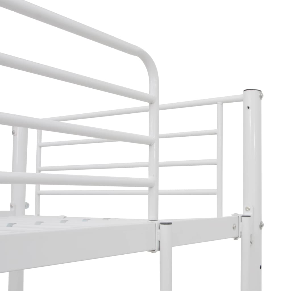 vidaXL Rám poschoďové postele se stolem bílý kov 90 x 200 cm