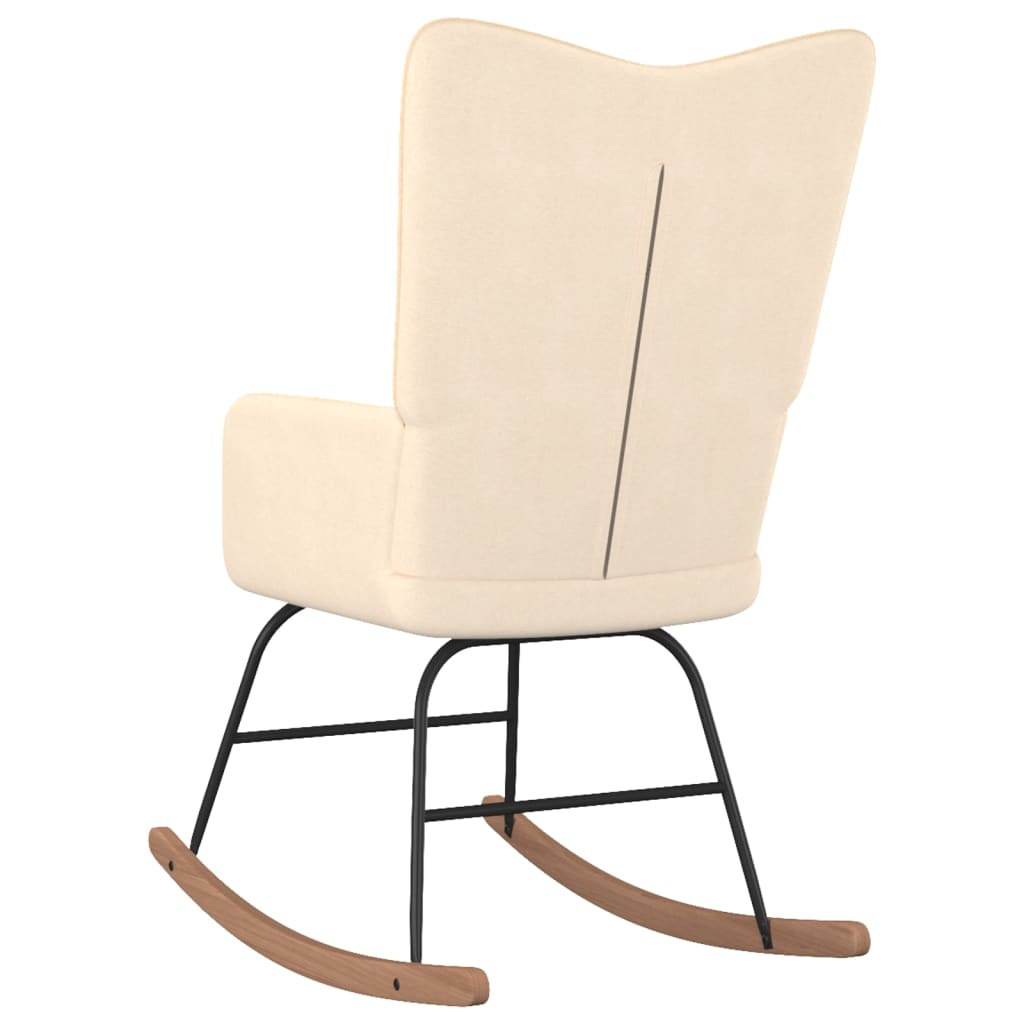 vidaXL Houpací křeslo se stoličkou krémově textil