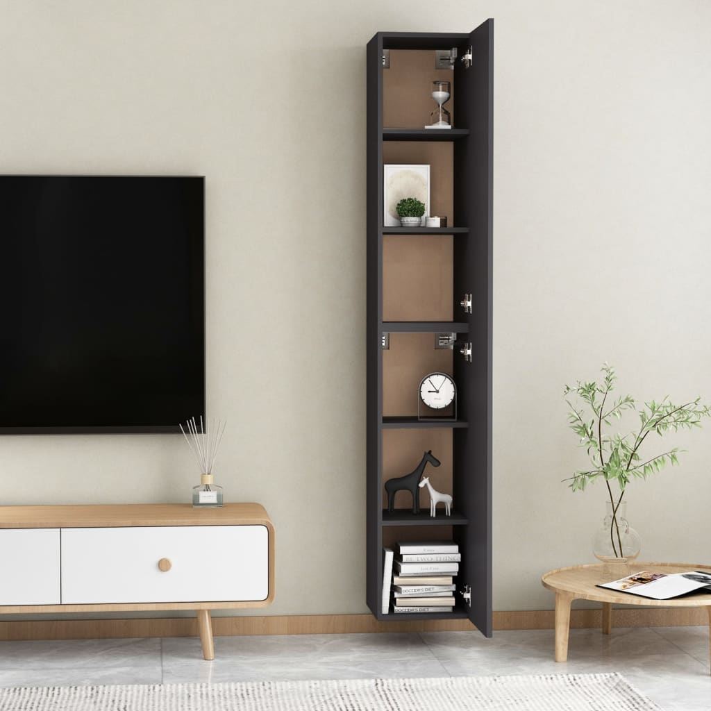 vidaXL TV stolky 2 ks šedé 30,5 x 30 x 90 cm dřevotříska