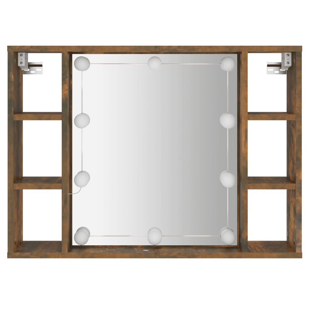 vidaXL Zrcadlová skříňka s LED kouřový dub 76 x 15 x 55 cm