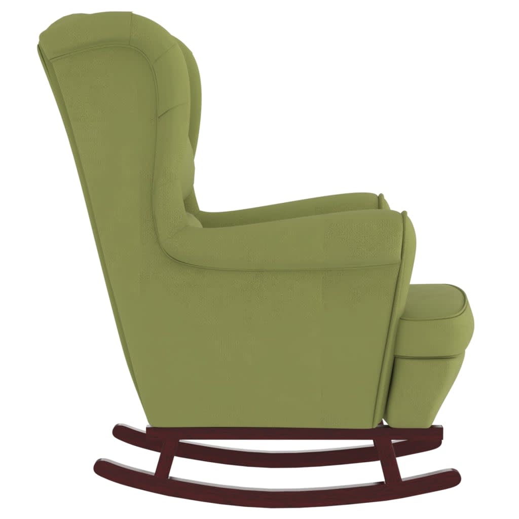 vidaXL Houpací křeslo s dřevěnými nohami stolička světle zelené samet