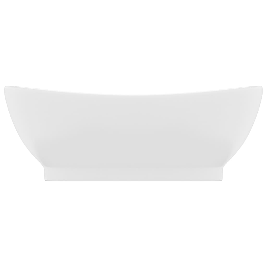 vidaXL Luxusní umyvadlo přepad oválné matné bílé 58,5 x 39 cm keramika