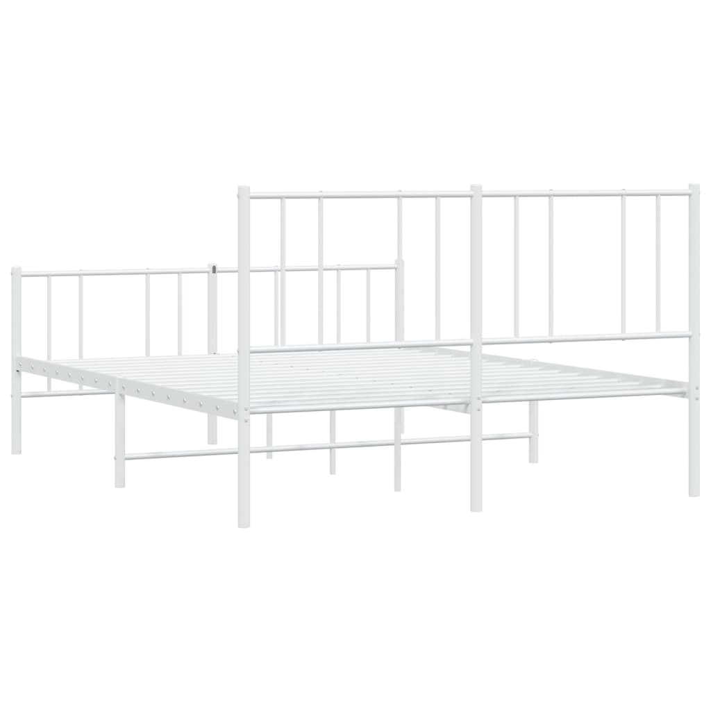 vidaXL Kovový rám postele s hlavovým a nožním čelem bílý 120 x 190 cm