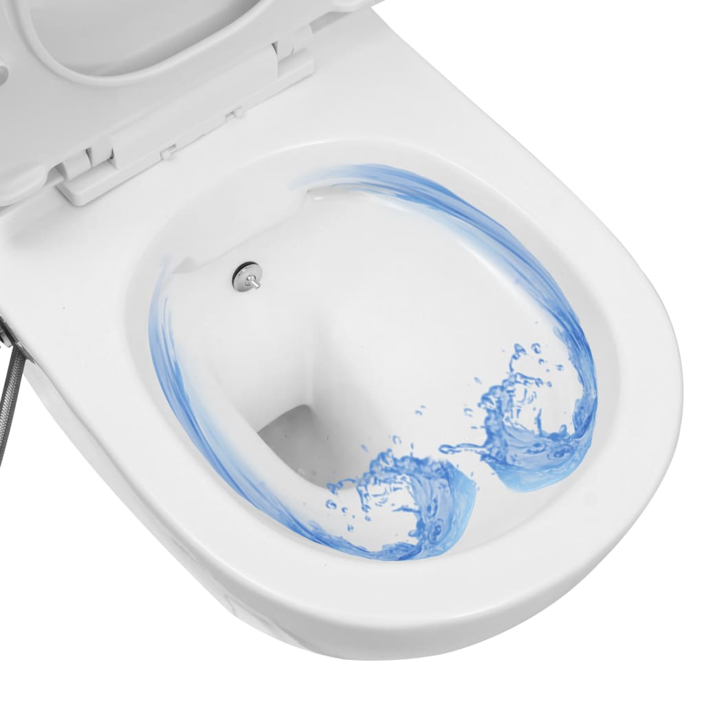 vidaXL Závěsné WC bez oplachového kruhu s funkcí bidetu keramické bílé