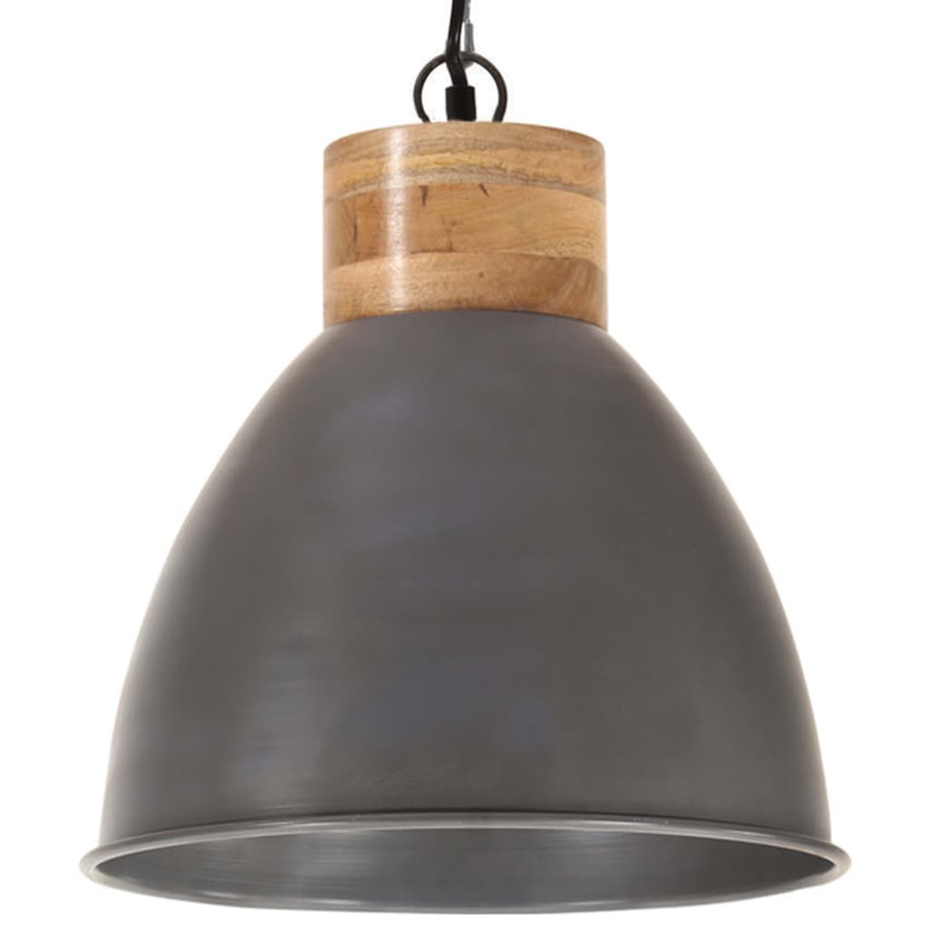 vidaXL Industriální závěsná lampa šedá železo masivní dřevo 46 cm E27