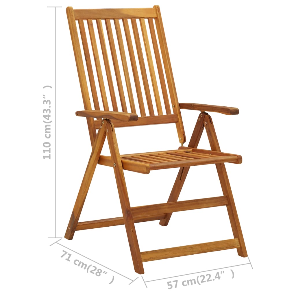 vidaXL Zahradní polohovací židle 3 ks masivní akáciové dřevo