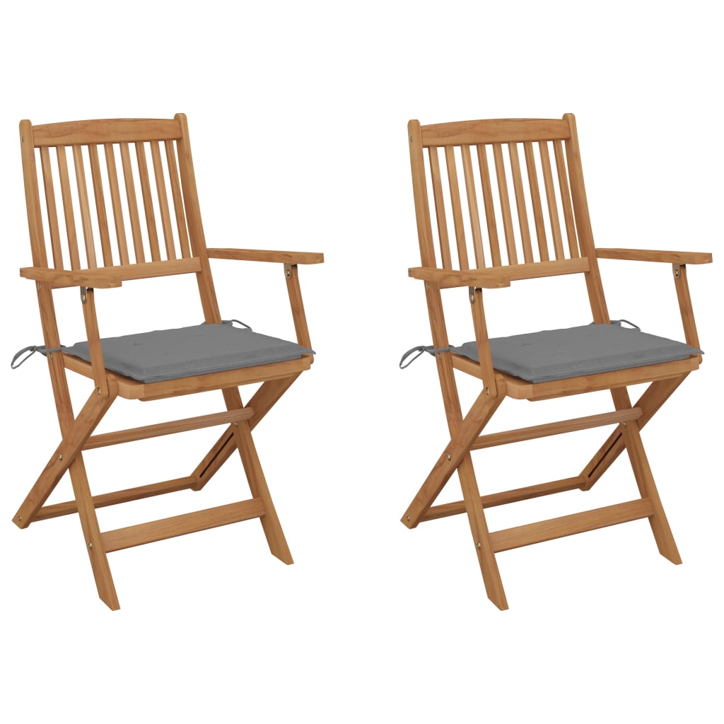 vidaXL Skládací zahradní židle s poduškami 2 ks masivní akáciové dřevo