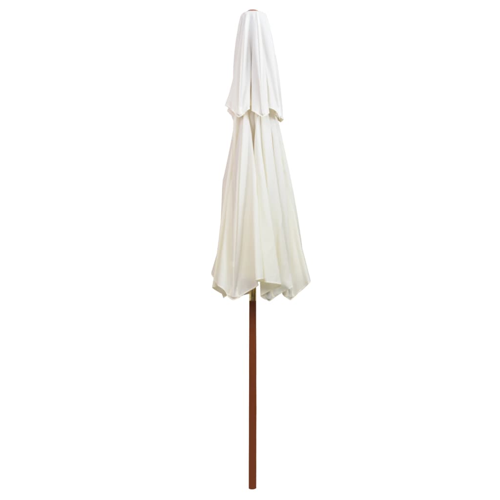 vidaXL Dvoupatrový slunečník s dřevěnou tyčí, 270x270 cm, krémově bílá