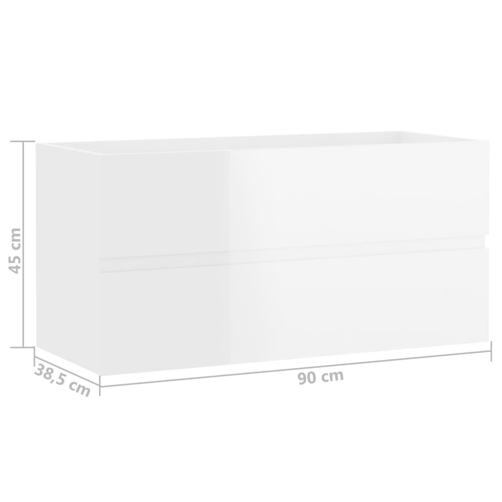 vidaXL Skříňka pod umyvadlo bílá vysoký lesk 90x38,5x45 cm dřevotříska