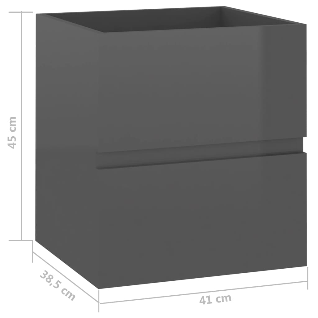 vidaXL Skříňka pod umyvadlo šedá vysoký lesk 41x38,5x45 cm dřevotříska