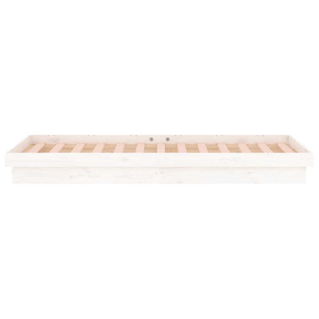 vidaXL Rám postele s LED světlem bílý 90 x 200 cm masivní dřevo
