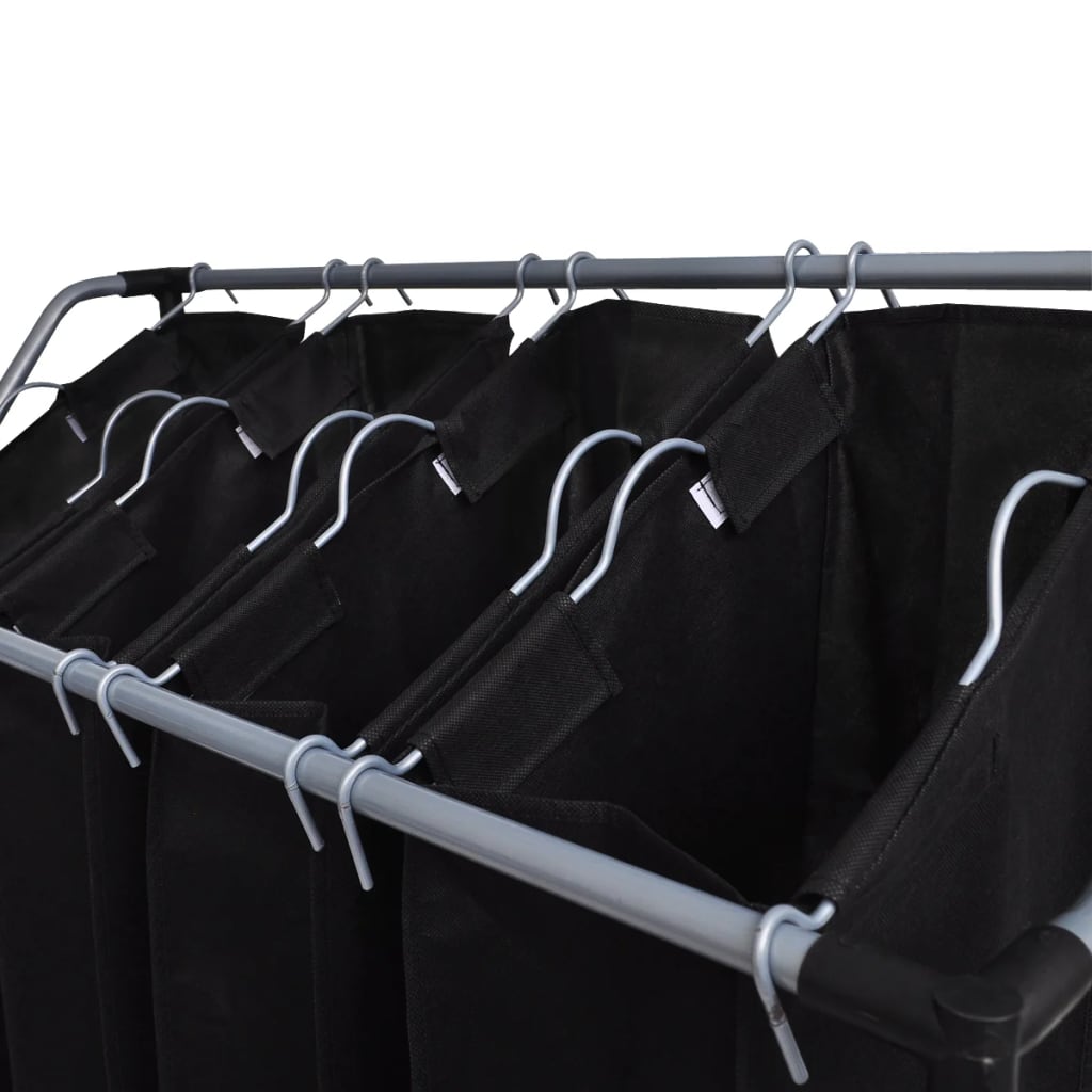 XXL Koš na prádlo se 4 koši na třídění prádla - černo-šedý