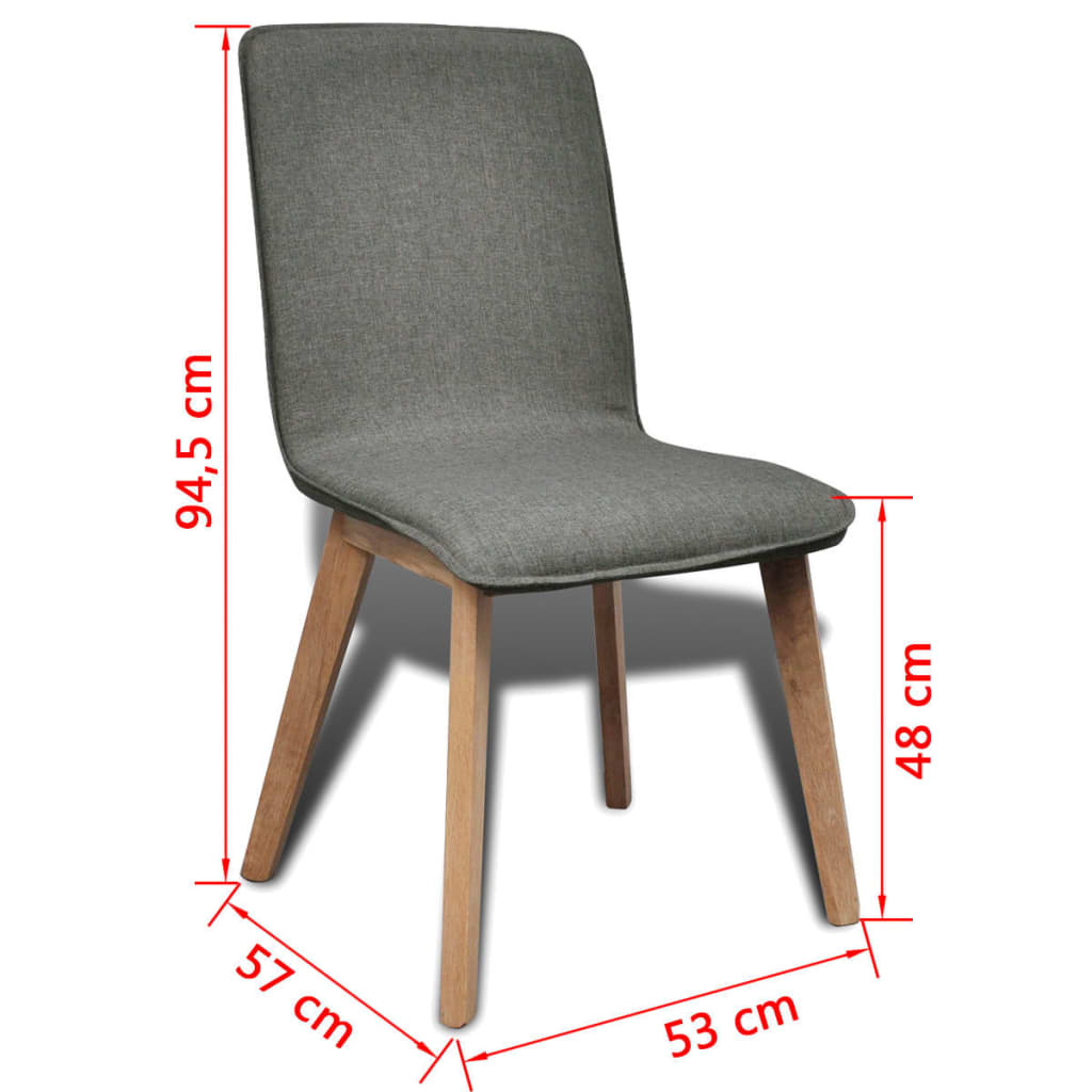 vidaXL Jídelní židle 4 ks světle šedé textil a masivní dubové dřevo
