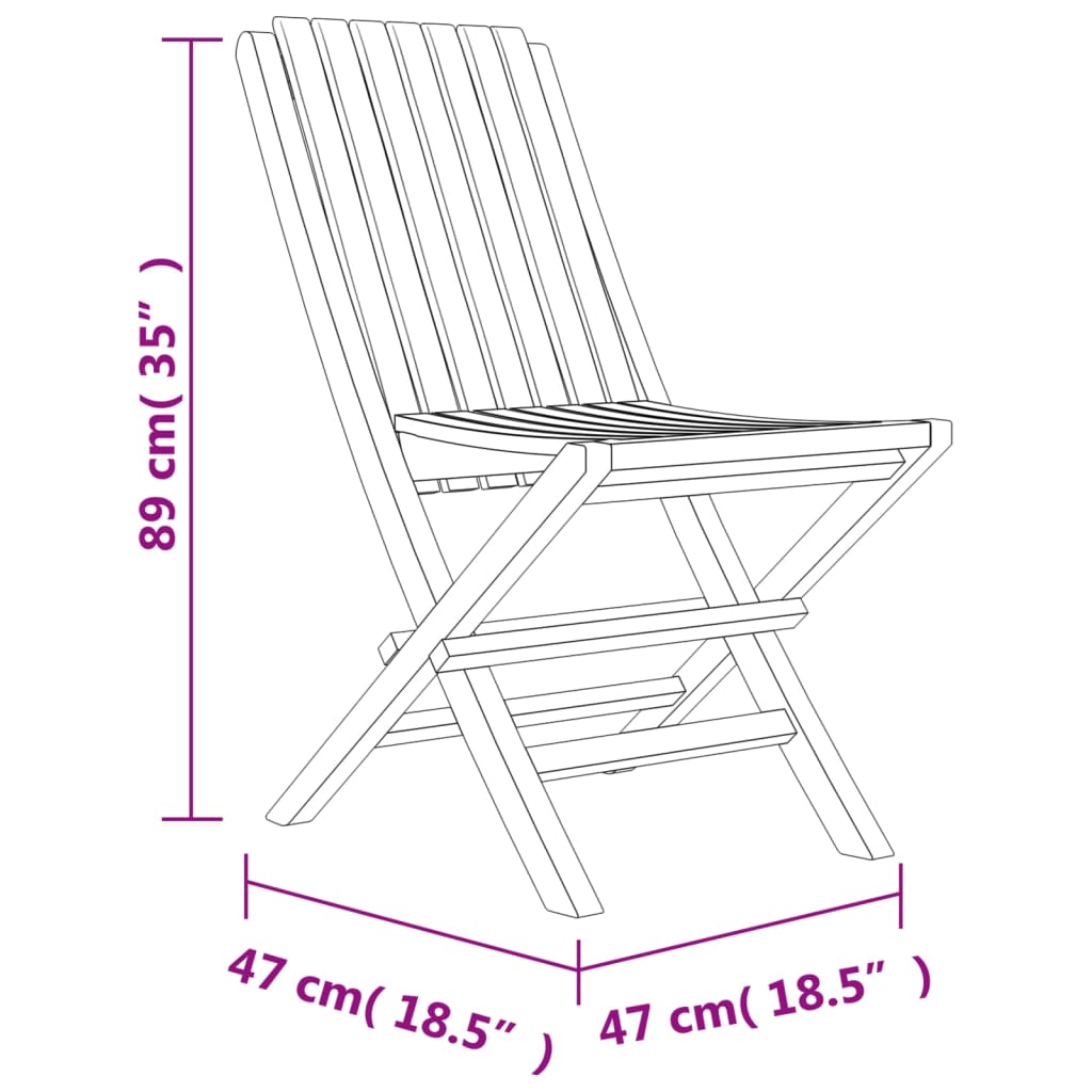 vidaXL Skládací zahradní židle 4 ks 47x47x89 cm masivní teakové dřevo