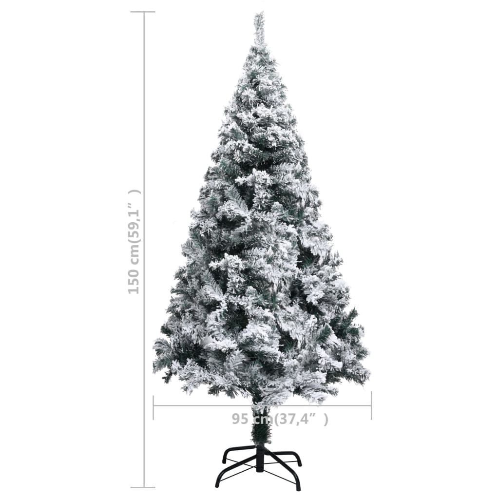 vidaXL Umělý vánoční stromek zasněžený zelený 150 cm PVC