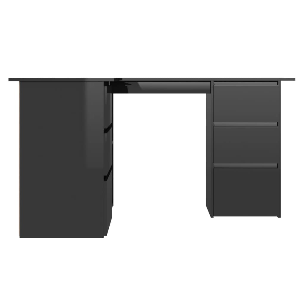 vidaXL Rohový psací stůl černý vysoký lesk 145x100x76 cm dřevotříska