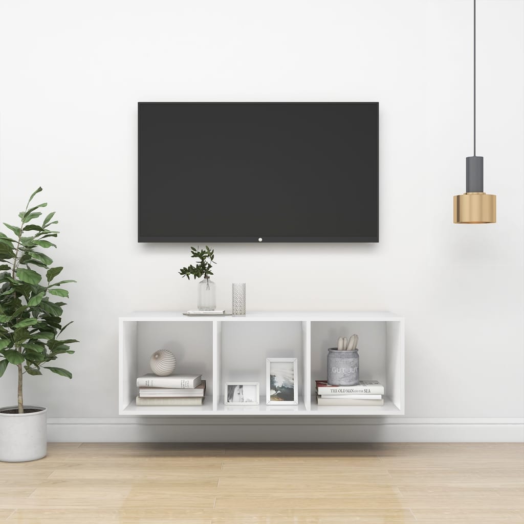 vidaXL Nástěnná TV skříňka bílá 37 x 37 x 107 cm dřevotříska
