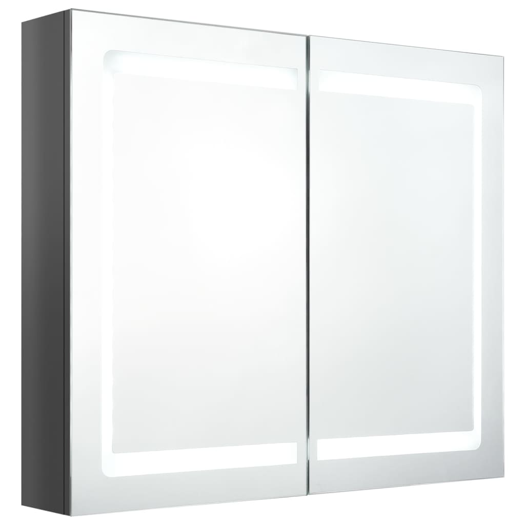 vidaXL LED koupelnová skříňka se zrcadlem zářivě šedá 80 x 12 x 68 cm