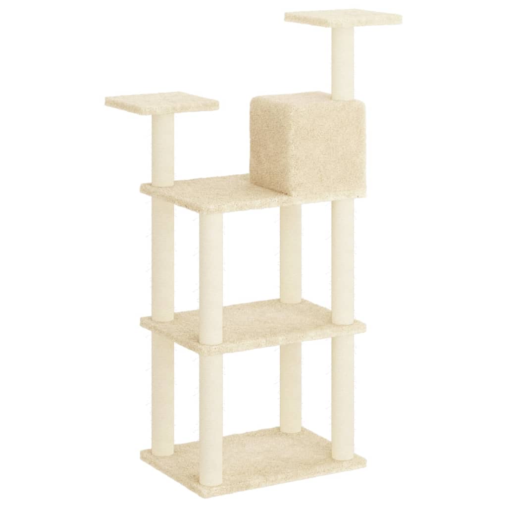 vidaXL Škrabadlo pro kočky se sisalovými sloupky krémové 119 cm