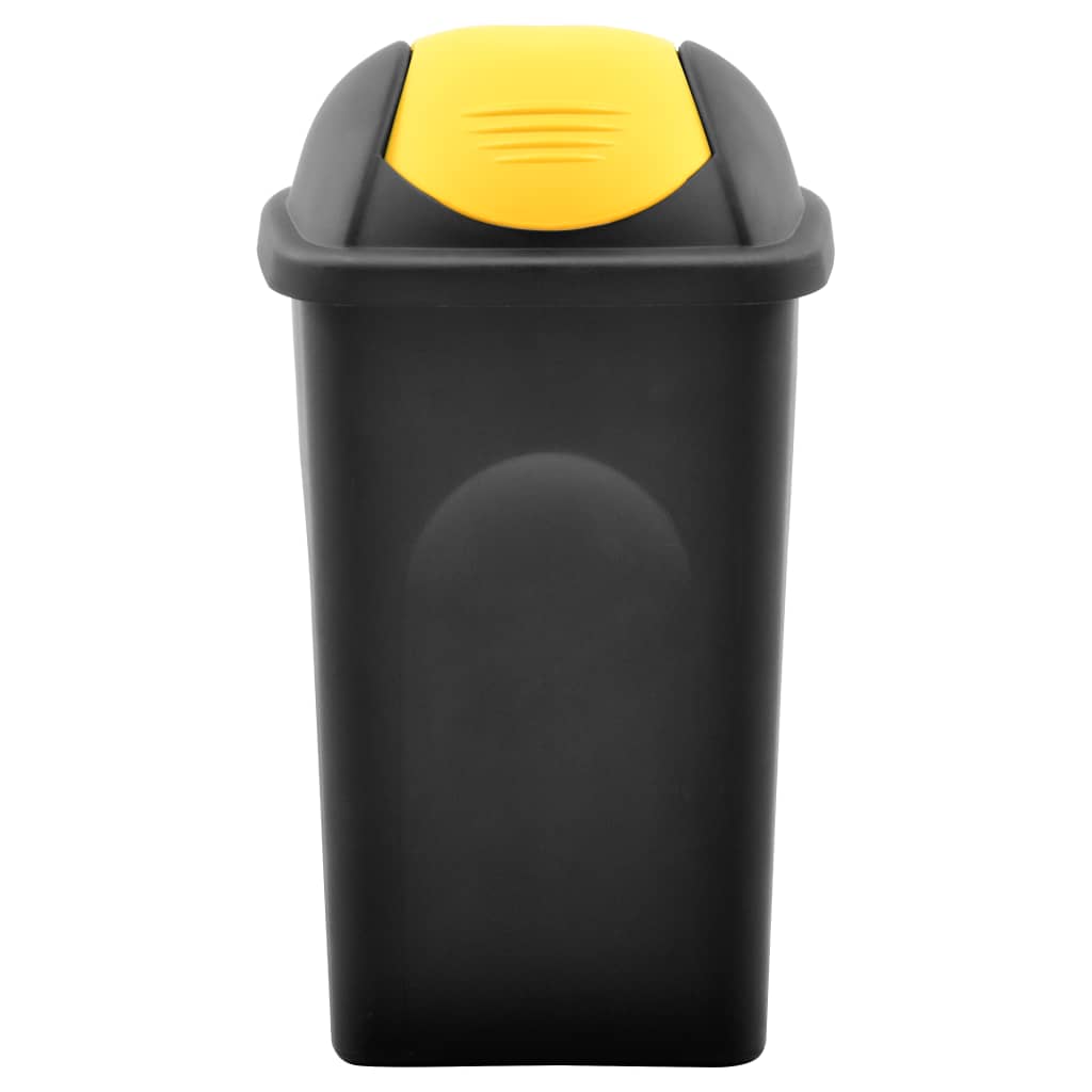 vidaXL Koš na odpadky s výklopným víkem 60 l černo-žlutý
