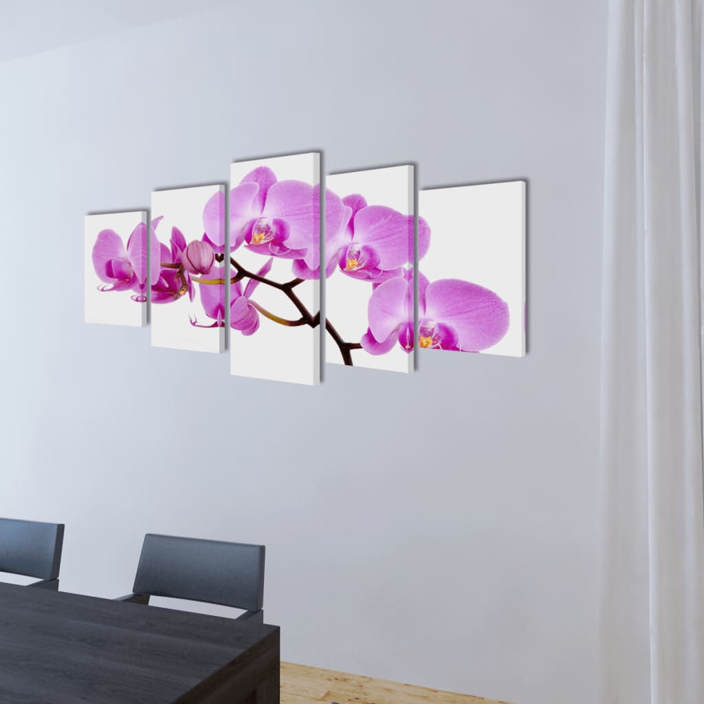Sada obrazů, tisk na plátně, orchidej, 100 x 50 cm