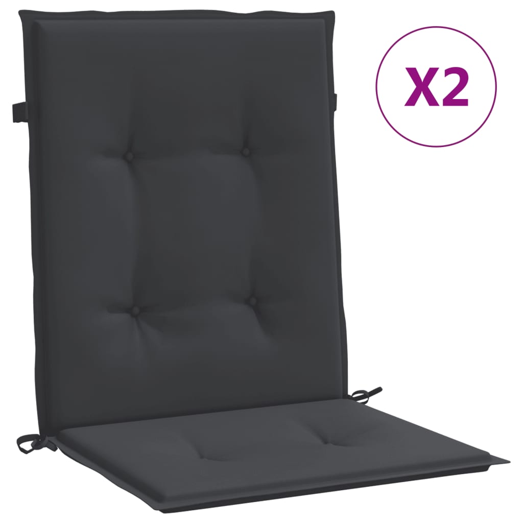 vidaXL Podušky na židli nízké opěradlo 2 ks černé 100x50x3 cm oxford