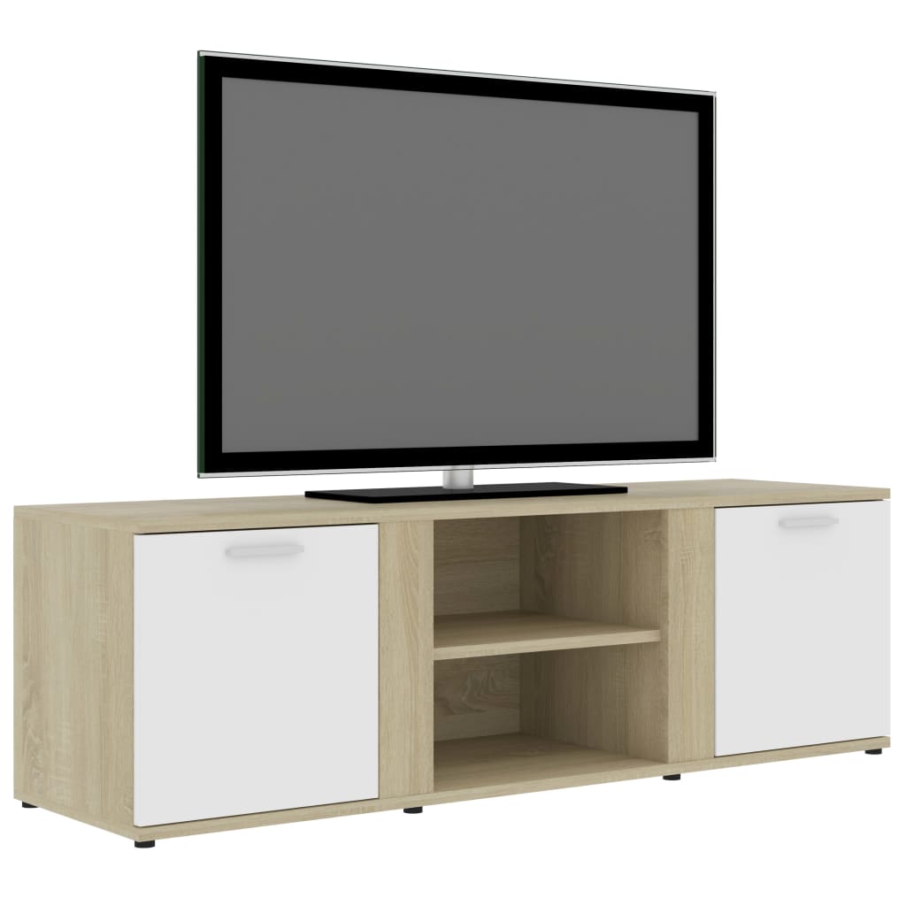 vidaXL TV stolek bílý a dub sonoma 120 x 34 x 37 cm dřevotříska