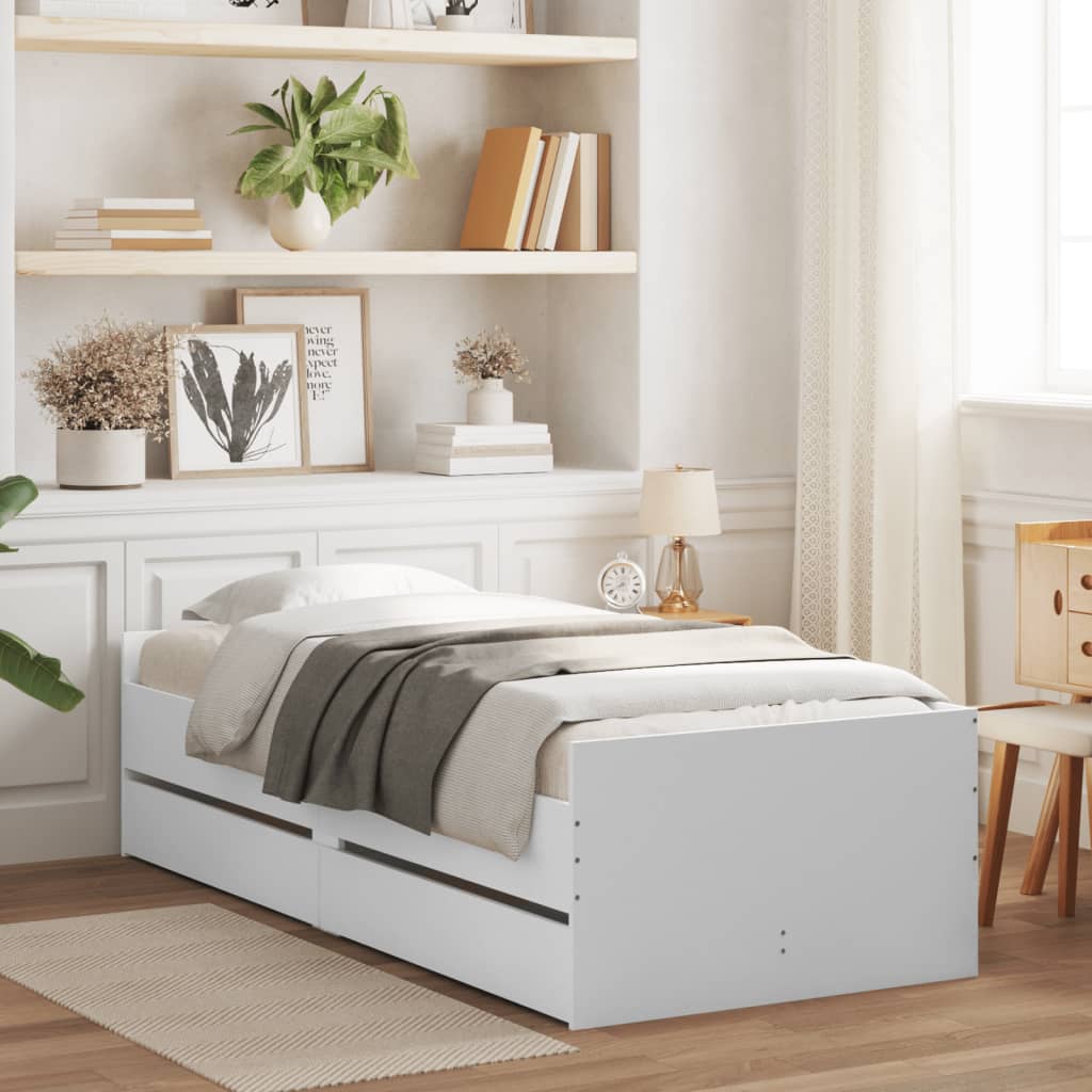 vidaXL Rám postele se zásuvkami bílý 75 x 190 cm Small Single