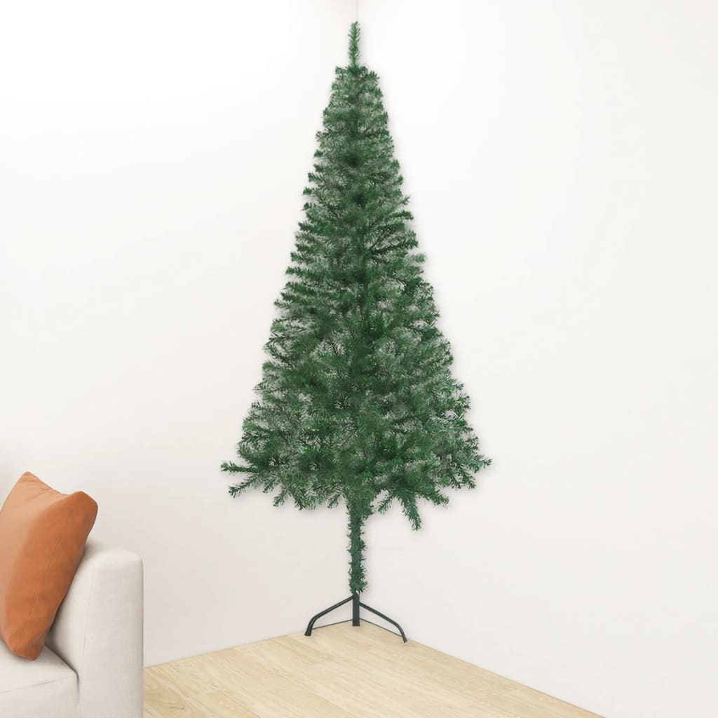 vidaXL Rohový umělý vánoční stromek s LED osvětlením zelený 150 cm PVC